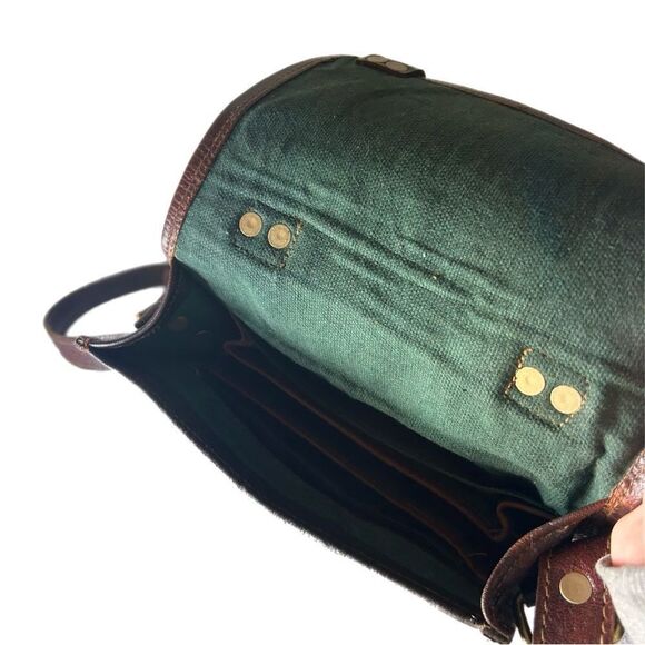 Handmade Brown Genuine Goat Leather Messenger Satchel Bag 9” adjustable Strap - Picture 4 of 5